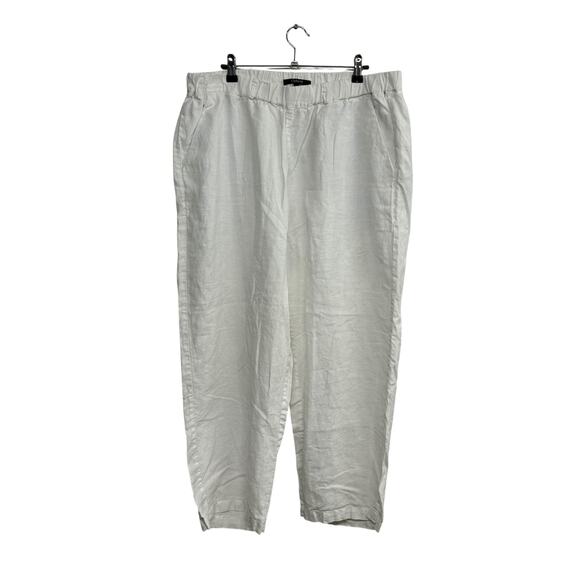 Quince White Linen Pants Pull On Elastic Waist Pockets Minimalist Summer XL - Picture 1 of 6